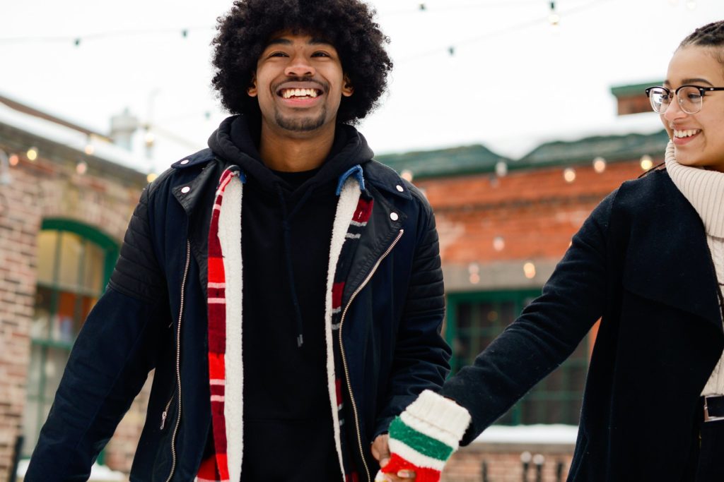 toronto couples photoshoot with laughing and smiling couple