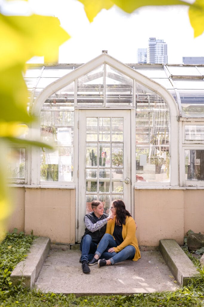 gay couple celebrate their botanical surprise proposal in toronto