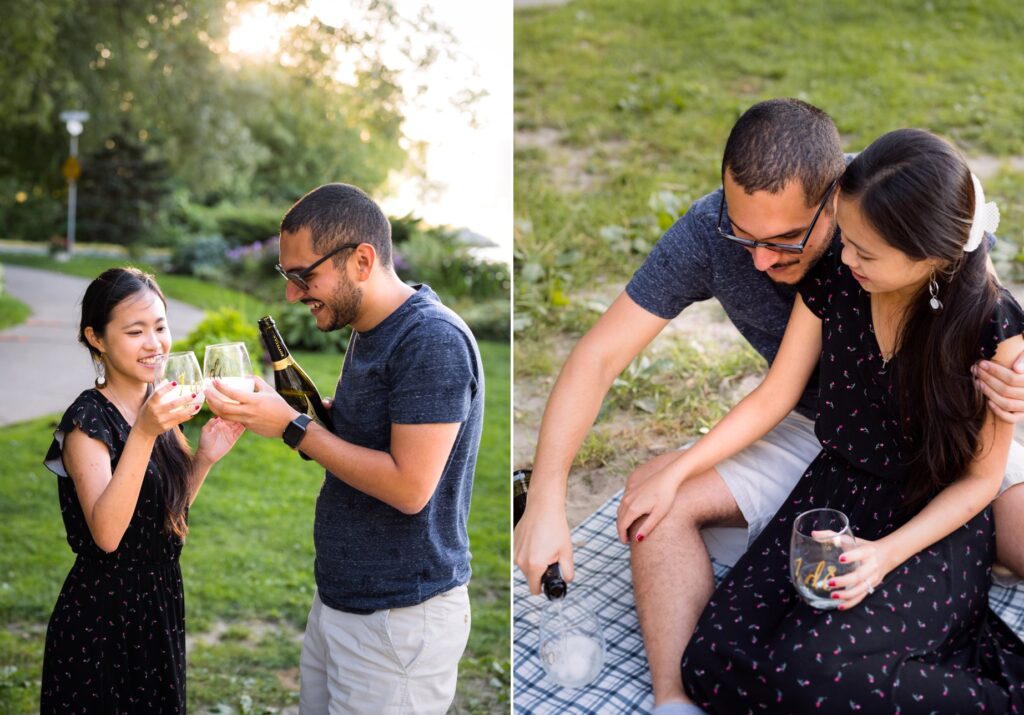 Toronto Island Surprise Engagement Proposal Picnic Photoshoot Session