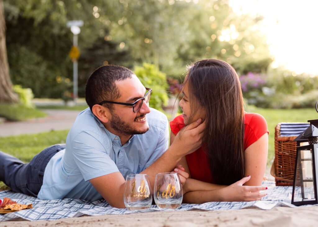 Toronto Island Surprise Engagement Proposal Picnic Photoshoot Session