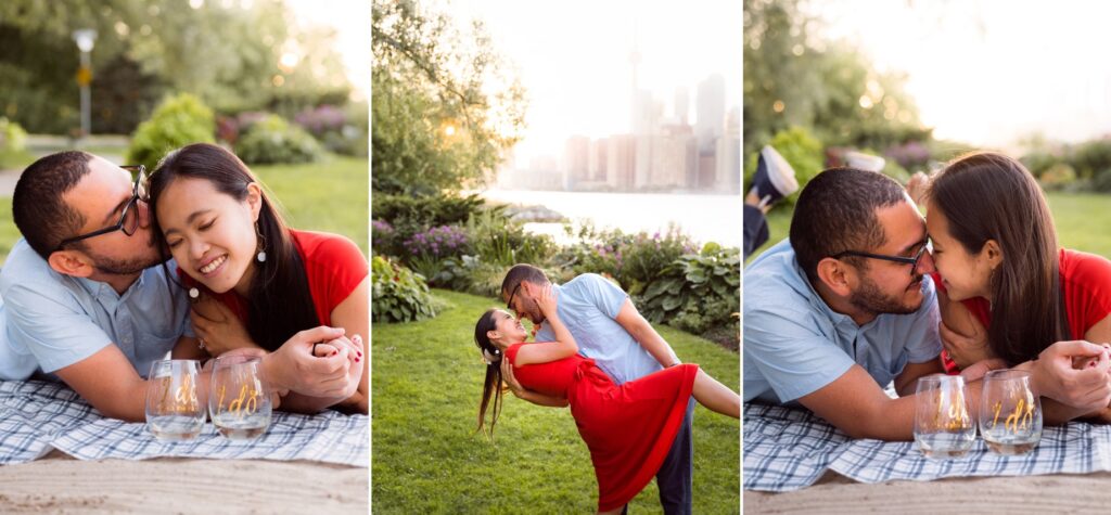 Toronto Island Surprise Engagement Proposal Picnic Photoshoot Session