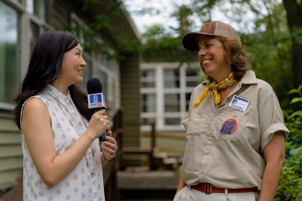 Carolyn Taylor is interviewed as grounds keeper in an episode of detention adventure