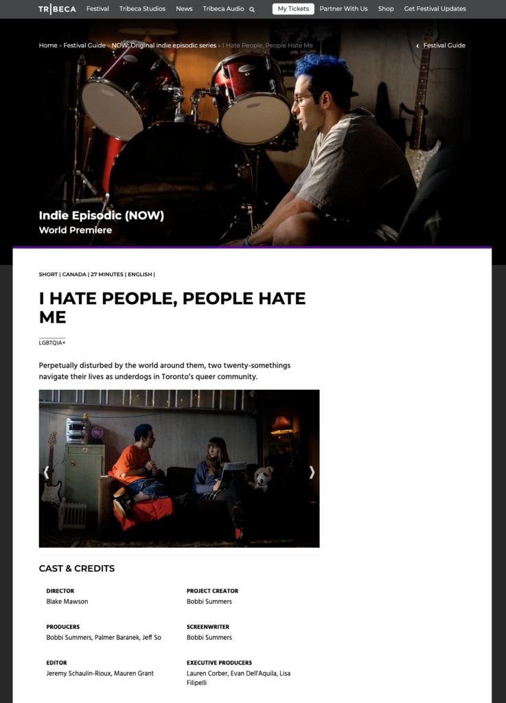 Bobby Summers sits on floor playing his keyboard on Tribeca Film Festival website for nominees