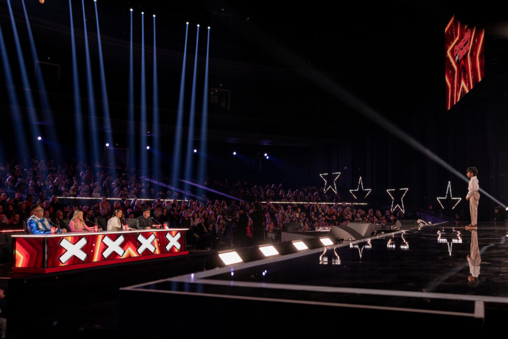 View of Canadas Got Talent Stage and Judges Desks and audience