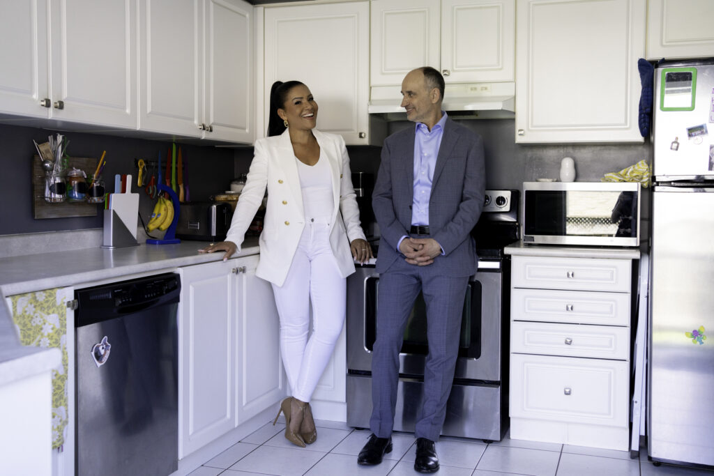 Page Turner and David Visentin in newly renovated living room on love it or list it