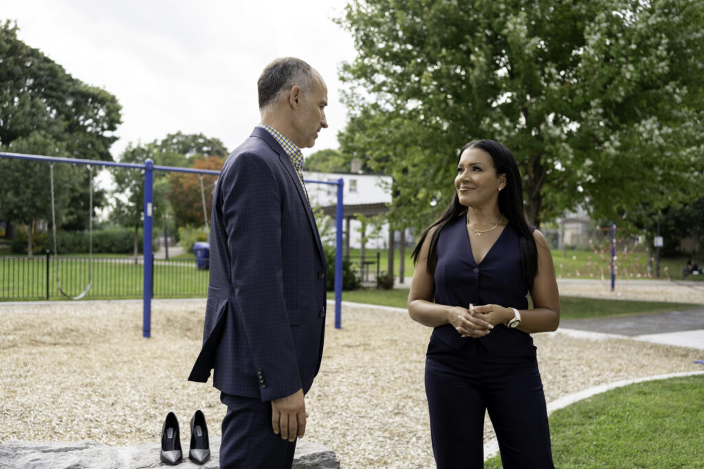 Page Turner and David Visentin in newly renovated living room on love it or list it